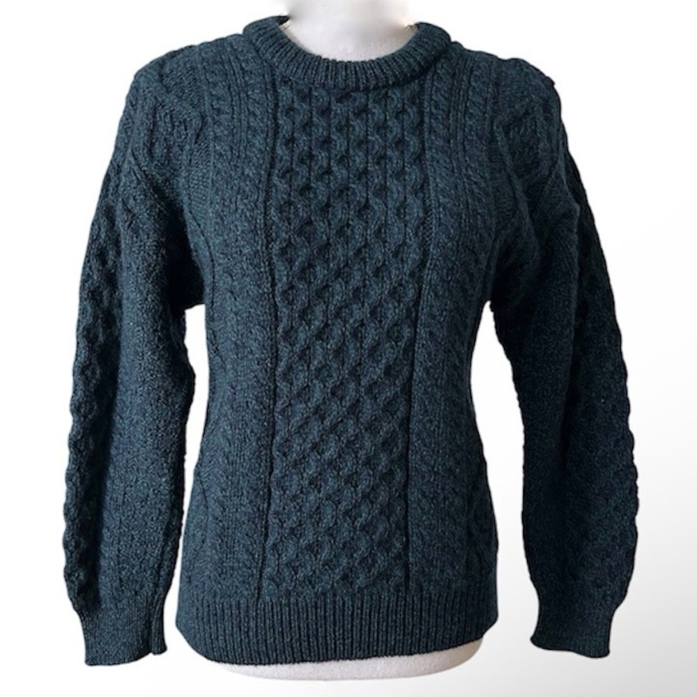Aran Crafts Irish Wool Cable Knit Fisherman Sweater